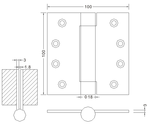 100×100×3 High Quality Wooden Door Hinges Hardware Door Stainless Steel Spring Hinge