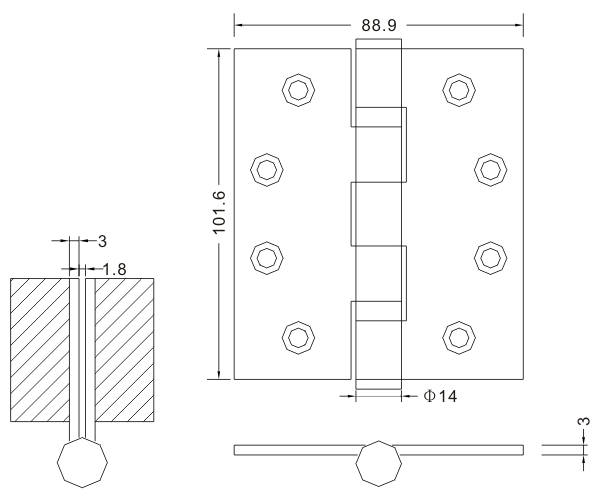 4×3.5×3-2bb Factory Wholesale Stainless Steel Door Hinges Wooden Door Hinges