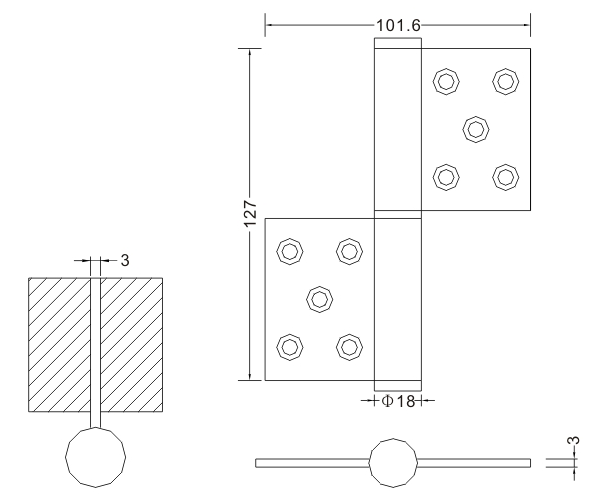 5×4×3 Quality Satin Stainless Steel Flag Hinge Wooden Door Hinges