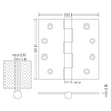 4×4×2.5 Stainless Steel Ball Bearing Door Hinge Wooden Door Hinge