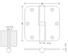 80×80×2.5 Hardware manufacturer stainless steel L&R hinge Wooden Door Hinges 
