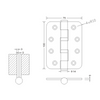 100×75×3 Internal Polished Stainless Steel Wooden Door Hinge