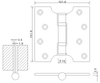 4×4×3.5 Stainless Steel I-shaped Hinge Flat Hinge Wooden Door Hinges
