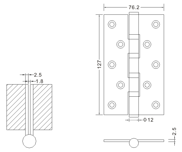 5×3×2.5-4bb Door Hinges Stainless Steel Wooden Door Hinges Flat Hinge Hardware Manufacturer