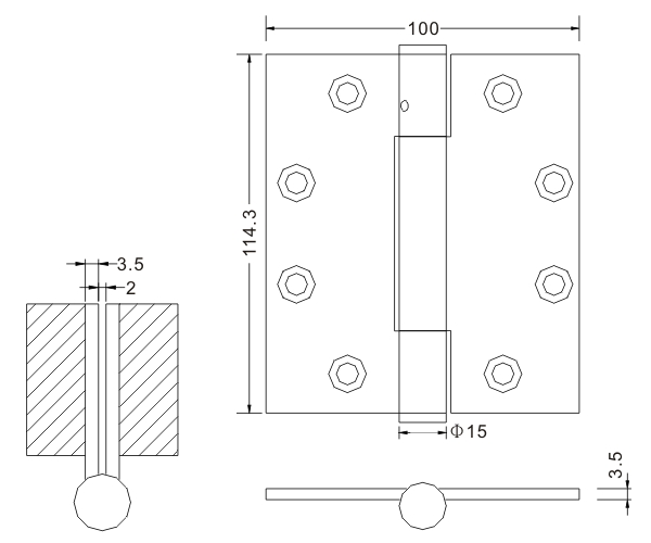 4.5×100×3.5 Polishing Design Stainless Steel Door Hinges Wooden Door Hinges