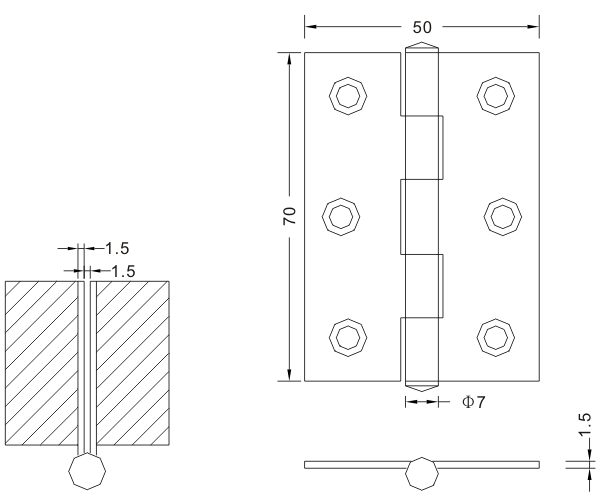 70×50×1.5 Wooden Door Hinges Folding Metal Hinges for Stainless Steel