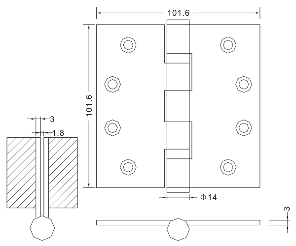 4×4×3-2BB Polishing Design Door Hinge Stainless Steel Door Hinges Wooden Door Hinges