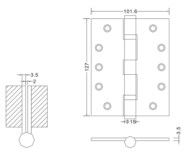 5×4×3.5-4bb Door Hinges Stainless Steel Wooden Door Hinges Flat Hinge Supplier