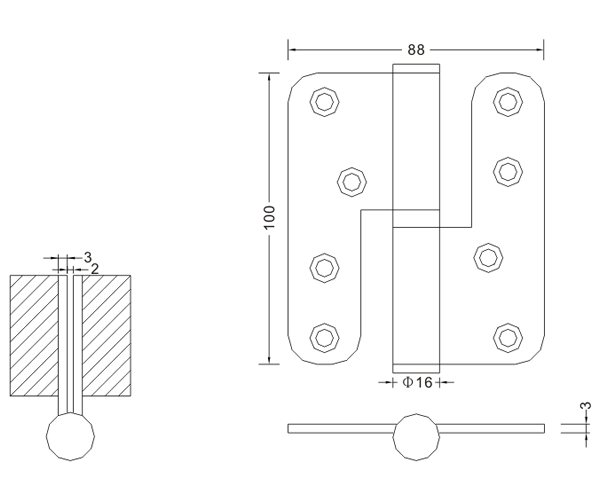100×88×3 Door Hinges Stainless Steel Wooden Door Hinges L&R Hinge Hardware Accessories